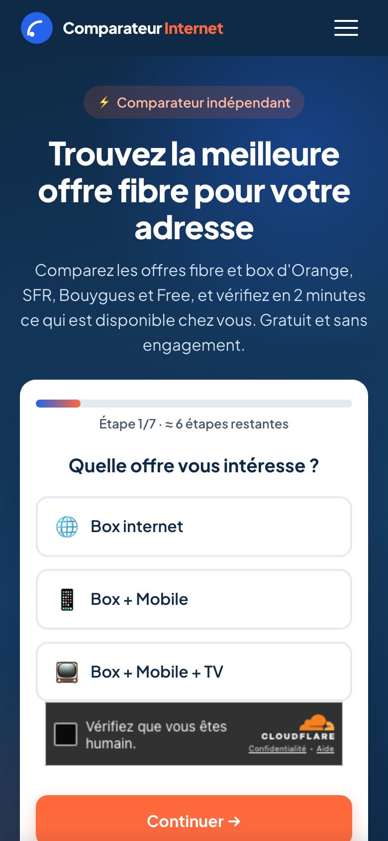 Le parcours de comparaison sur mobile